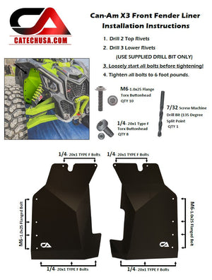 Can-Am X3 Front Inner Fender Liners - Dunes 2 Dezert SXS