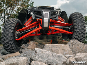 Can-Am Maverick X3 Sidewinder A-Arms in Can-Am Red mounted on machine
