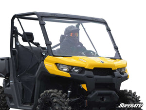 SuperATV full polycarbonate windshield installed on a Can-Am Defender, front view