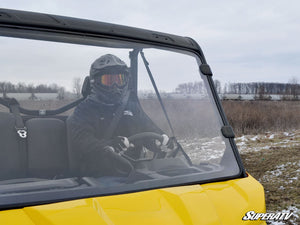 Close-up of the SuperATV Defender full windshield edge and mounting area