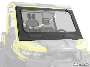 SuperATV glass windshield with steel frame installed on a Can-Am Defender