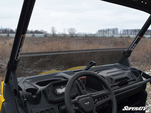 Close-up of the SuperATV Defender half windshield lip and clamps