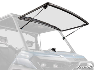 SuperATV flip windshield installed on a Can-Am Defender HD11, closed