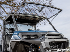 SuperATV Defender HD11 flip windshield seen from the cab