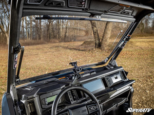 SuperATV Can-Am Defender HD11 flip windshield, angled front view