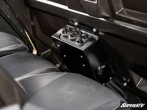 Side view of the SuperATV second-row heater installed in a Can-Am Defender MAX HD9