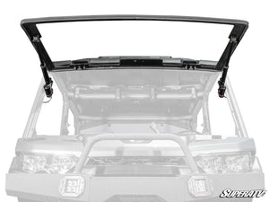 SuperATV MaxDrive power flip glass windshield on a Can-Am Defender, closed