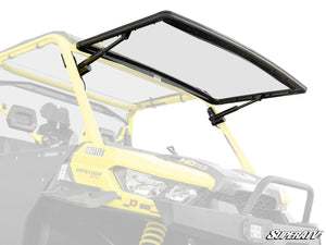SuperATV MaxDrive power flip windshield on a Can-Am Defender, closed