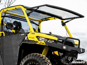 SuperATV Defender power flip windshield hinge and clamp detail