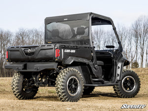 SuperATV Defender rear glass windshield seen from the bed