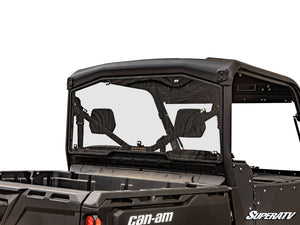 SuperATV tinted rear windshield installed on a Can-Am Defender