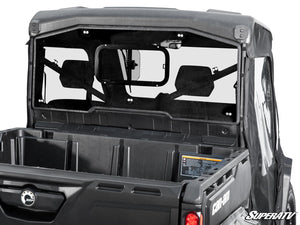 SuperATV sliding rear windshield installed on a Can-Am Defender
