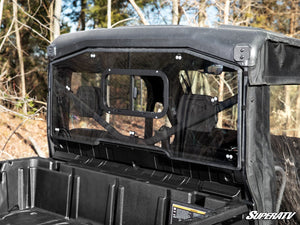 SuperATV Can-Am Defender rear windshield with the sliding window open