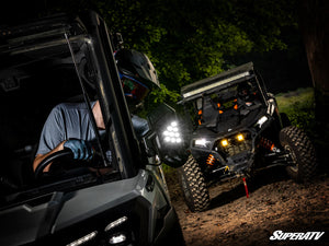 SuperATV Can-Am Defender mirror mount for OEM doors angle view