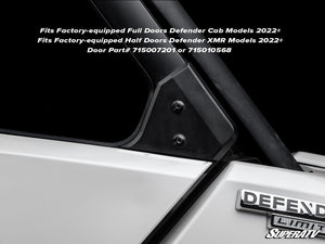 SuperATV Can-Am Defender mirror mount for OEM doors side view