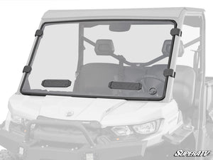 SuperATV vented polycarbonate windshield installed on a Can-Am Defender