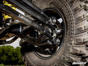 SuperATV high-clearance boxed radius rods for Can-Am Maverick X3 close-up