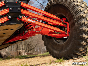 SuperATV Maverick X3 rear trailing arm detail with gusseted steel construction