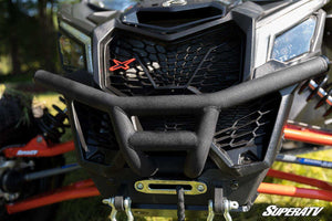 SuperATV Can-Am Maverick X3 / X3 MAX Winch Ready Front Bumper, mounted view