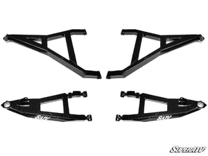 Can-Am Maverick X3 high-clearance boxed A-arms, black, alloy steel plating