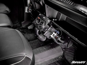 SuperATV cab heater mounted ahead of the center console in a Can-Am Defender HD5
