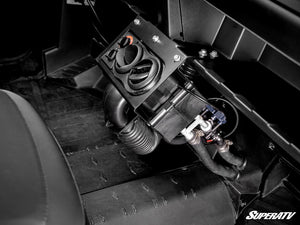 Heater hoses and mounting under the dash of a Can-Am Defender HD9