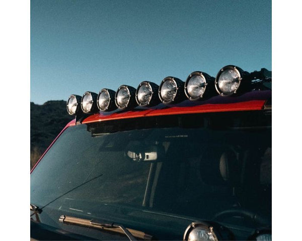 Rigid 360 Connect 40-inch RGBW LED light bar with eight modular pods, adjustable curve, and spot-drive optics for off-road lighting