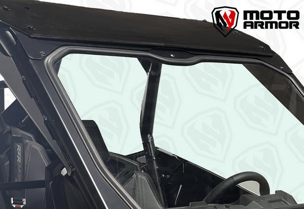 Moto Armor MAX Glass Windshield for Polaris RZR Pro R 4 Seat (2022–2024) – Laminated Safety Glass, Aluminum Frame, Manual Wiper, USA Made