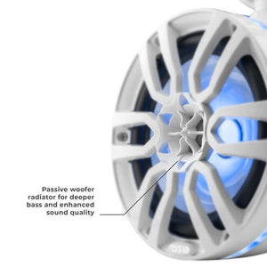 DS18 Tower Speakers 6.5in 100 Watts RMS w/ RGB LED Lights White