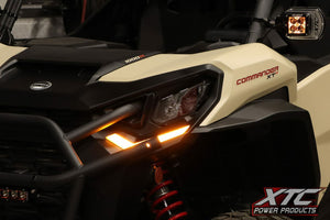 Can-Am Commander self-canceling turn signal system with billet lever and amber LED lights