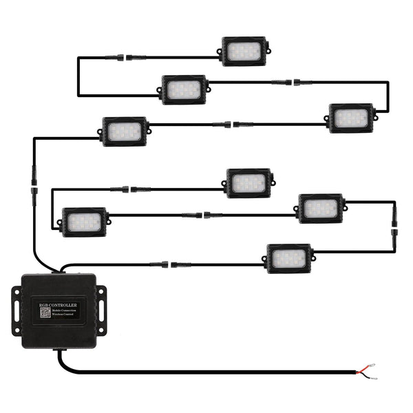 Magic Dream Color RGB LED Rock Lights Kit with Bluetooth APP Control, Multicolor Chasing Neon Underglow Lights for ATV UTV - Dunes 2 Dezert SXS