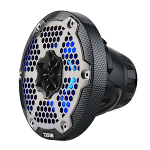 DS18 Hybrid Marine Speaker w/ Driver And RGB LED 6.5in 2-Way 250 Watts RMS 4 ohm Crbn Fiber w/ Cover