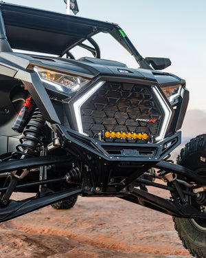 2022-2025 Polaris RZR Pro R / Turbo R Machined Billet Front Winch Bumper (Black Anodize) - Dunes 2 Dezert SXS