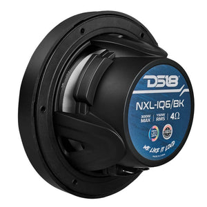 DS18 Marine 6.5in 2-Way 150 Watts RMS 4 ohm Digital LED Lights Bullet Tweeter Covers Included Black
