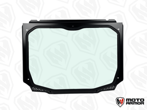 Moto Armor Max Visibility Full Glass Windshield for Polaris RZR PRO XP, TURBO R, PRO R (2-Seat) – DOT Glass, Honeycomb Vents, CNC Aluminum Frame