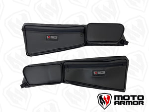 Moto Armor Pro Series front door bags for 4-seat UTVs, durable and weather-resistant with custom fitment for organized storage.