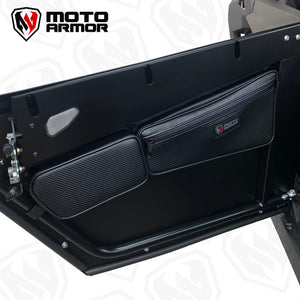 Moto Armor Pro Series front door bags for 4-seat UTVs, durable and weather-resistant with custom fitment for organized storage.
