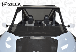 Tinted half polycarbonate windshield with quick straps for Kawasaki KRX – CNC cut, UV stabilized, made in USA