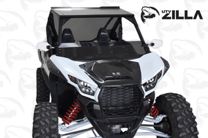 Tinted half polycarbonate windshield with quick straps for Kawasaki KRX – CNC cut, UV stabilized, made in USA