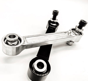 LM UTV Can-Am Maverick X3 Rear Sway Bar Links, pair shown in machine finish