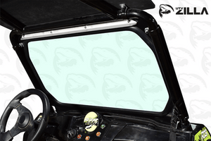 UTVZILLA RZR 170 full glass windshield with black powder-coated aluminum frame and DOT-certified safety glass
