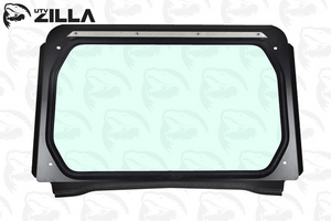 UTVZILLA RZR 170 full glass windshield with black powder-coated aluminum frame and DOT-certified safety glass