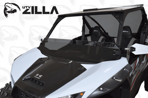 Tinted half polycarbonate windshield with quick straps for Kawasaki KRX – CNC cut, UV stabilized, made in USA