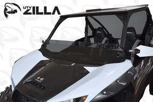 Tinted half polycarbonate windshield with quick straps for Kawasaki KRX – CNC cut, UV stabilized, made in USA