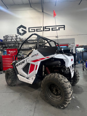 Polaris RZR 200 Geiser number plate installed on youth machine