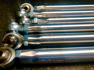 LM UTV six-piece 7075 billet radius rod kit for the 64-inch Can-Am Maverick X3, machine finish
