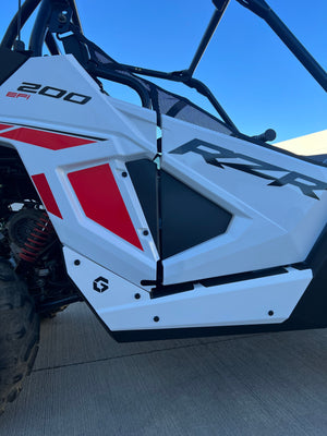 Polaris RZR 200 Geiser kick plates in red