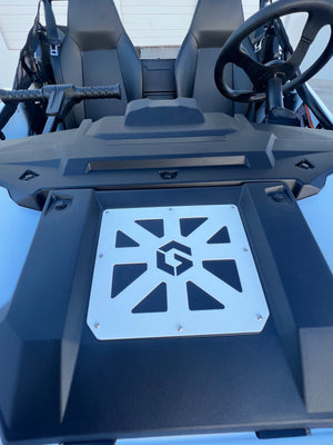 Polaris RZR 200 Geiser bonnet cover installed front view