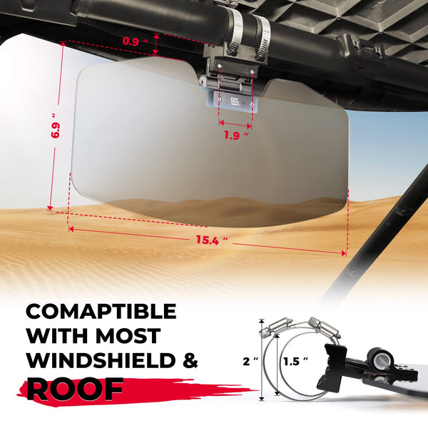 UTV Sun Visor Mirror for 1.5¡±-2¡± Roll Bars - Kemimoto