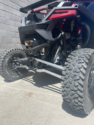 LM UTV Polaris RZR Pro R High Clearance Radius Rods laid out as a complete kit